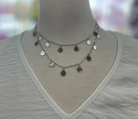 Silver Two Layer Coin Necklace