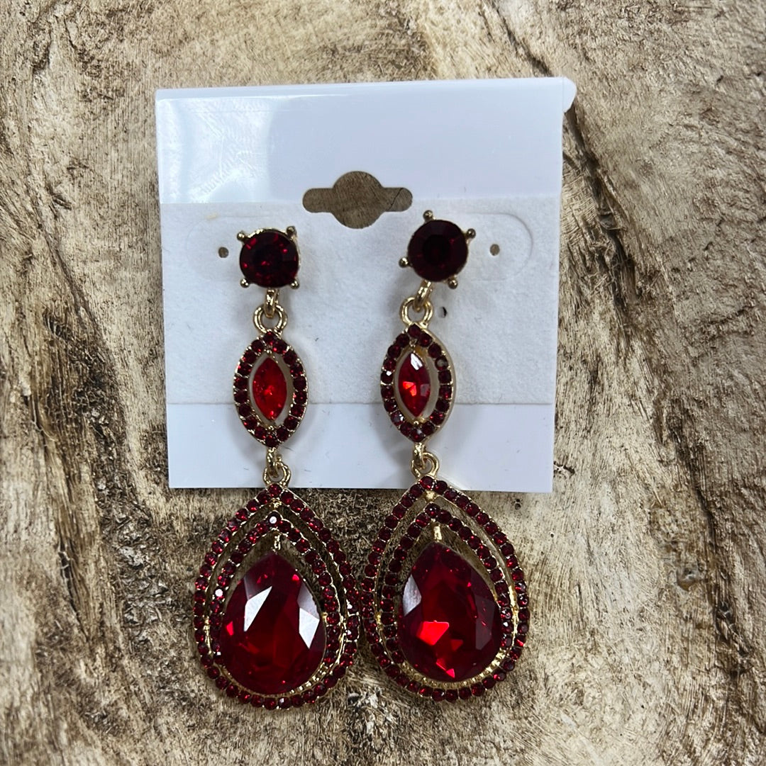 Formal Earrings Red Jasmine