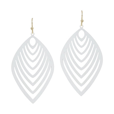 White Color Coated Leaf 2” Earring