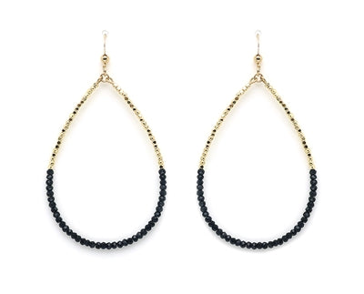 Gold and Black Crystal 2” Teardrop Earring