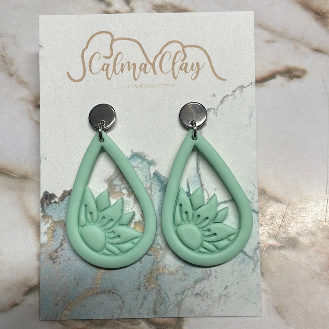 Calma Clay Mint Sunflower Silver Stud