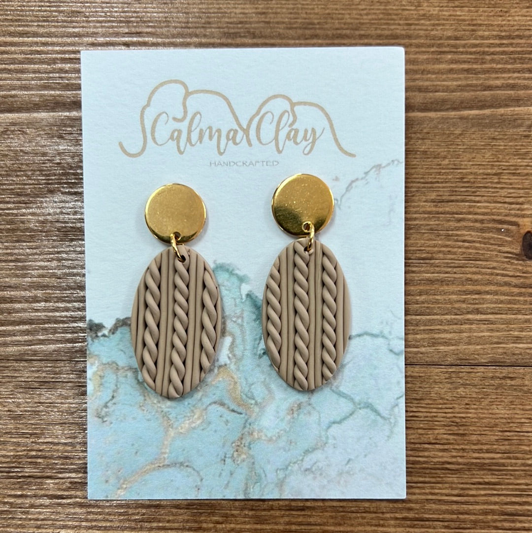 Calma Clay Frappe Sweater Weather Gold Stud Earrings