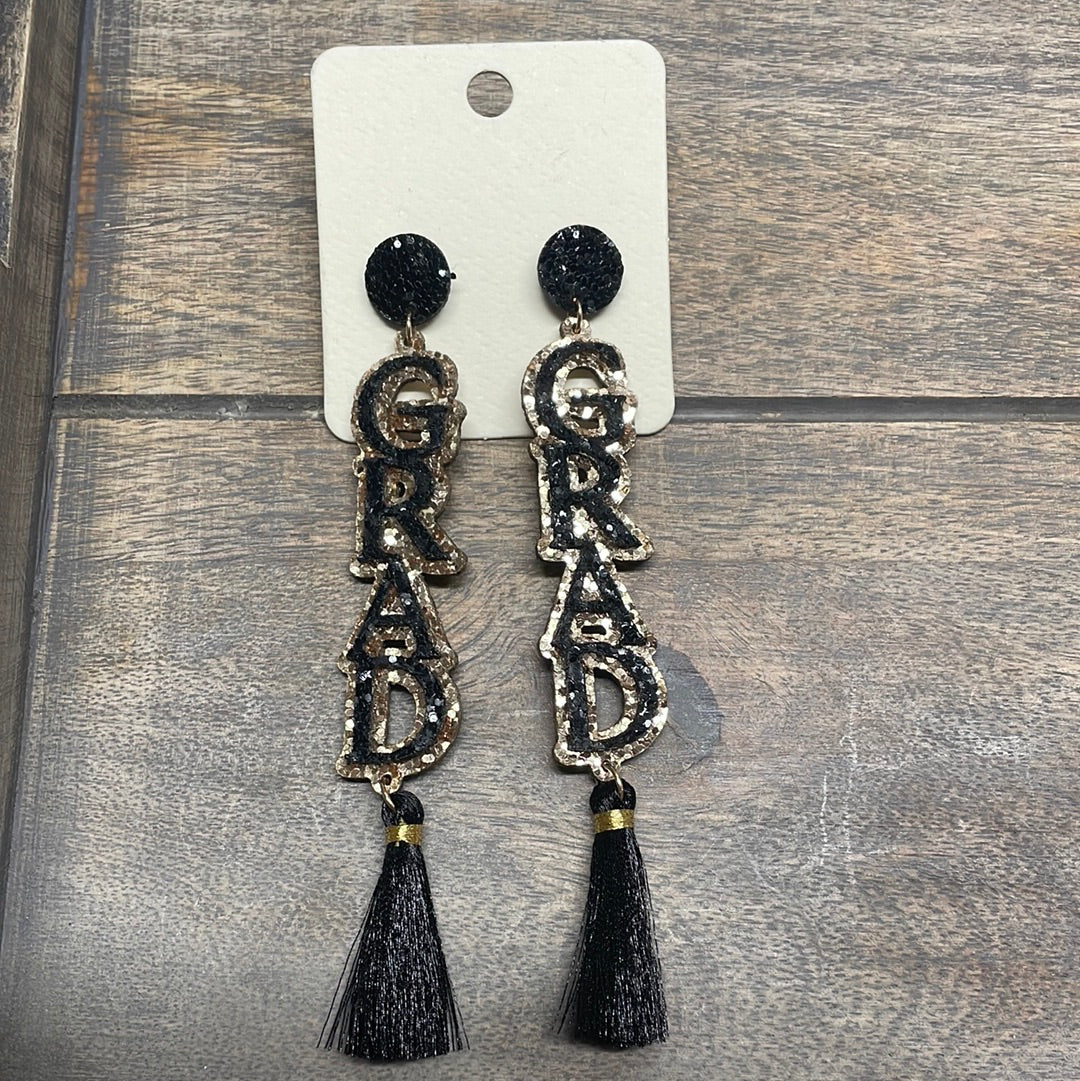 Black and Gold GRAD Earrings