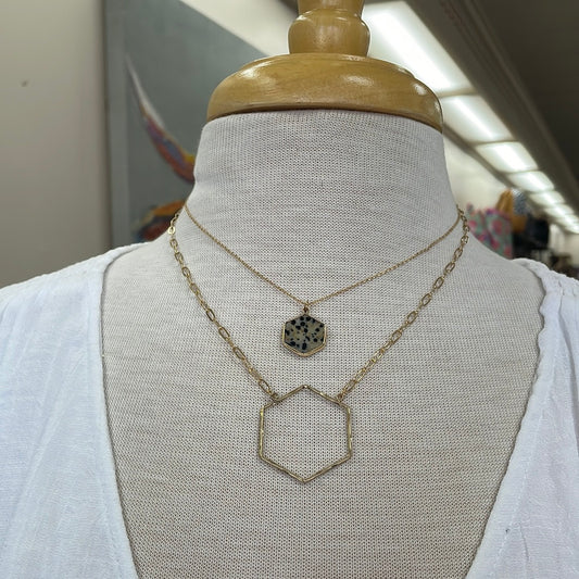 Gold Necklace with Speckled Pendant