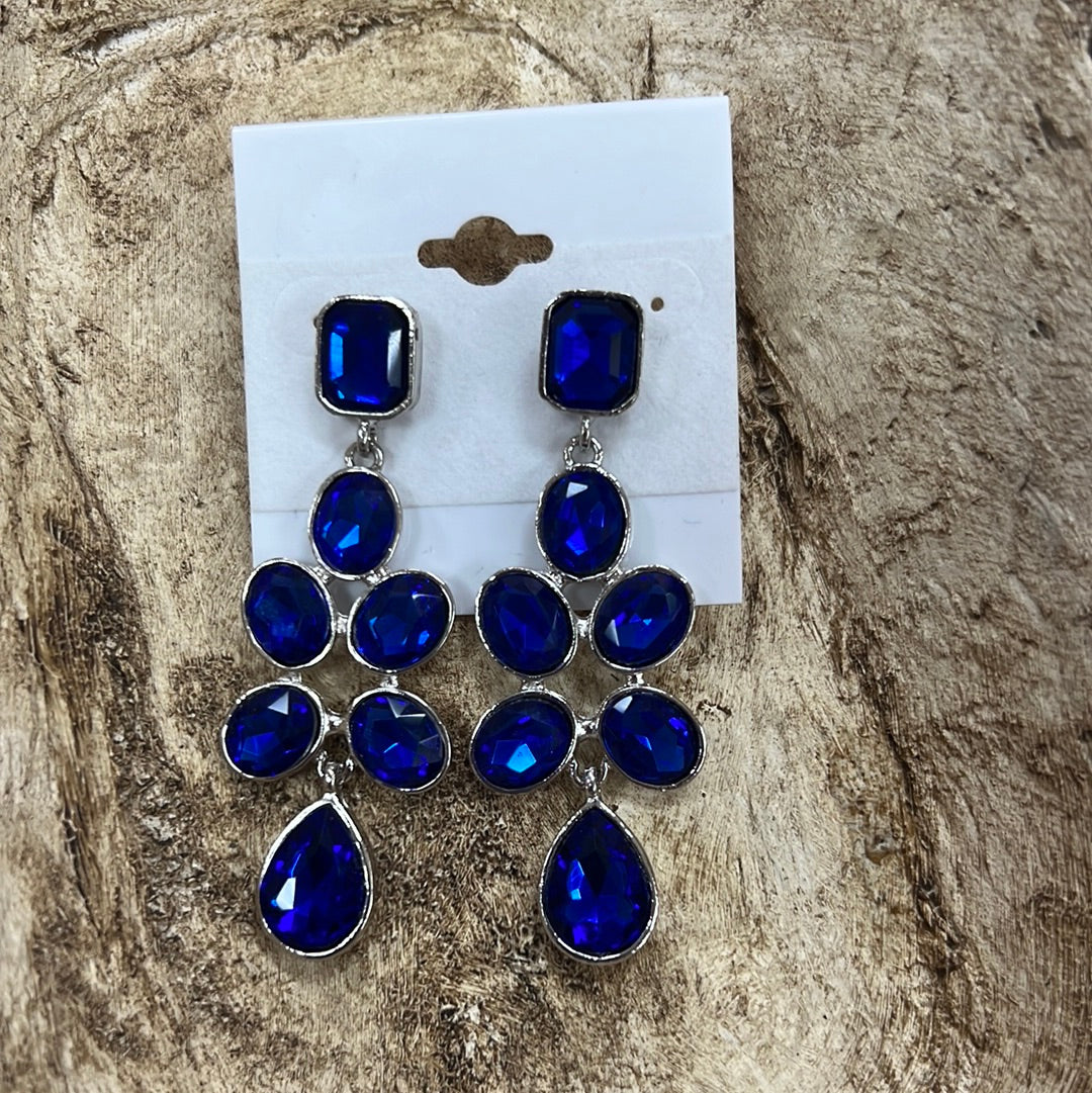 Formal Earrings Royal Blue Geo Shape