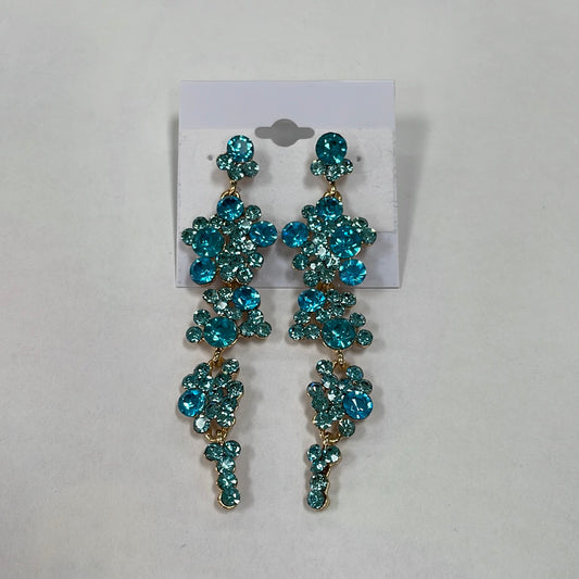 Formal Earrings Aqua and Gold