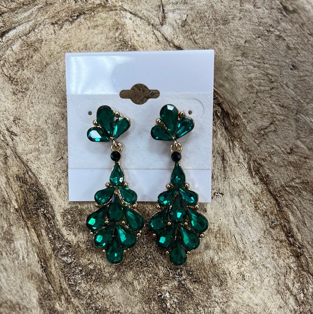 Formal Earrings Emerald Green Dew Drop