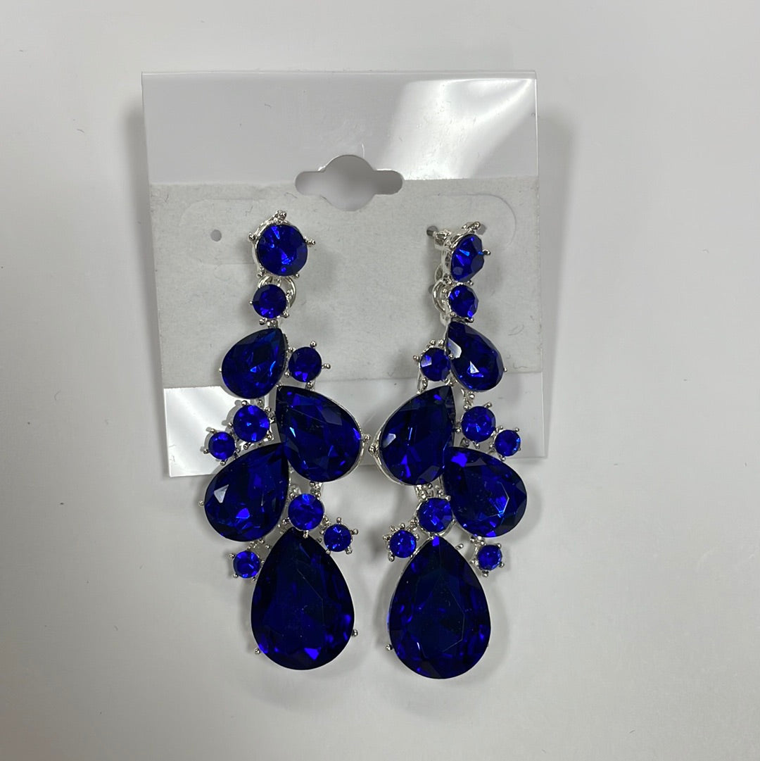 Formal Earrings Royal Blue Teardrop Bubble (21b)