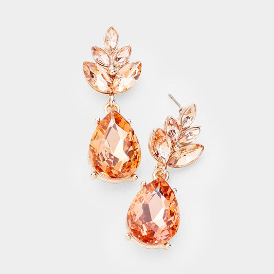 Peach Teardrop Cluster Formal Earring