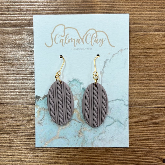 Calma Clay Grey Sweater Weather Gold Dangle Earrings