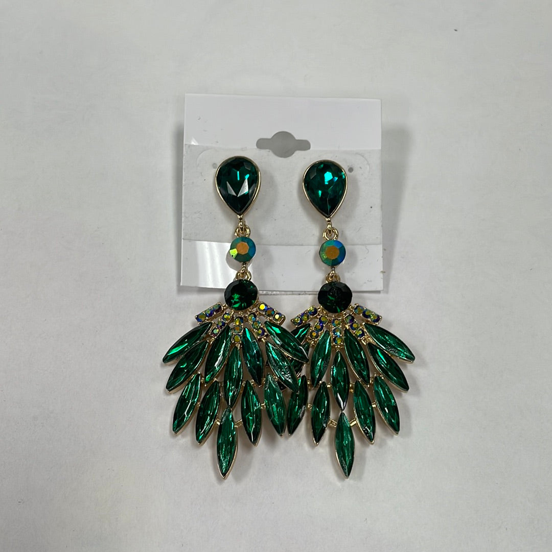 Formal Earrings Green Peacock