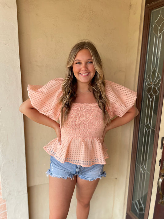 Peached Smocked Ruffle Top